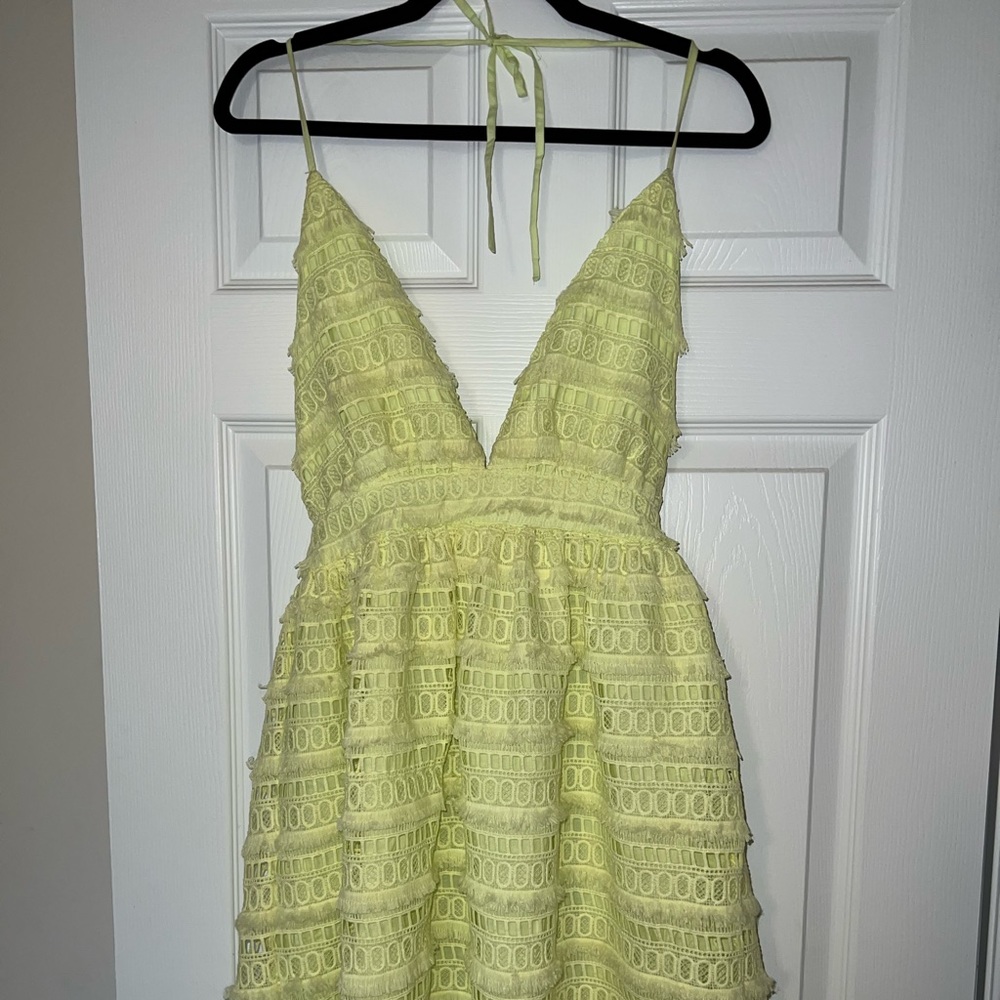 Neon green/yellow eyelet dress